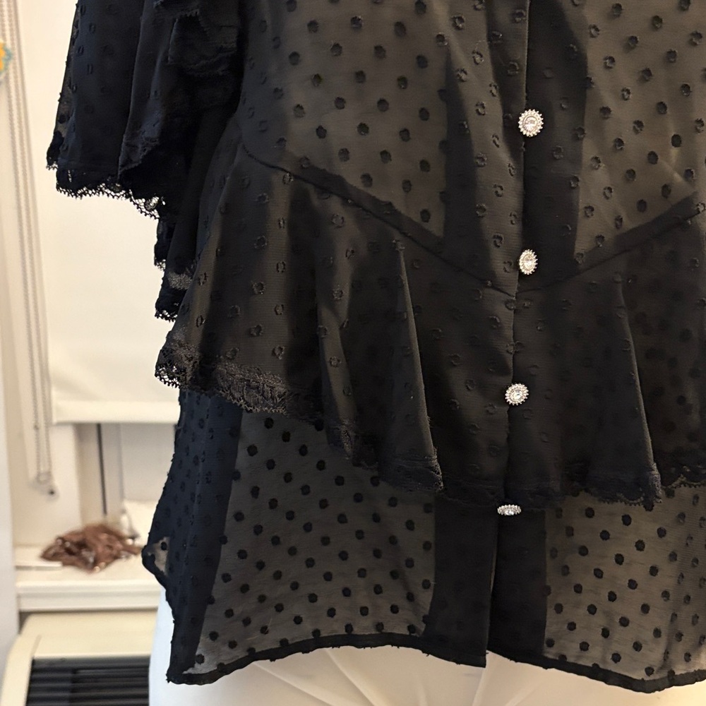 Zara Black Sheer Layered Blouse - Picture 2 of 14